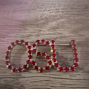Red Crystal OSU Brooch